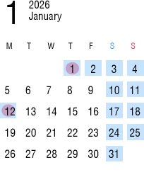 1月の運行カレンダー
